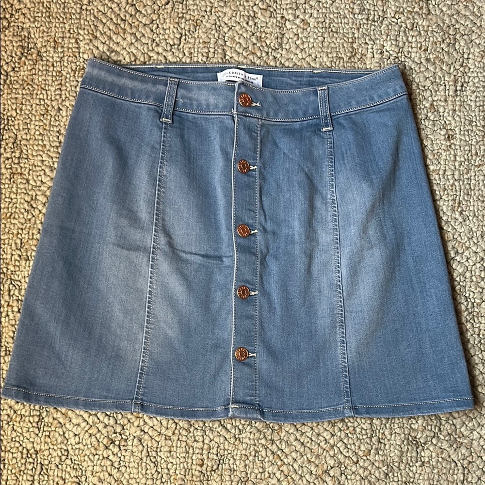 Denim Button-Front Skirt